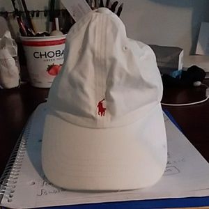 White Polo Ralph Lauren cap with red embroidered